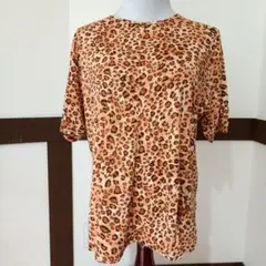 新品未使用　ヒョウ柄 クルーネック 半袖Tシャツ　LLサイズ