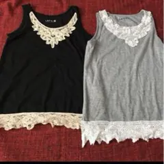 LEPSIM 裾レース装飾 タンクトップ 2色セット　【M・L】