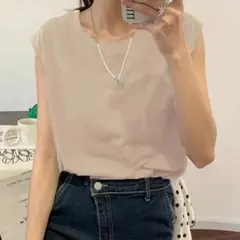 新品 フレンチスリーブ Tシャツ レディース ベージュ F