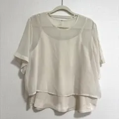 GU 2ピースシアーTブラウス(半袖)白　XL
