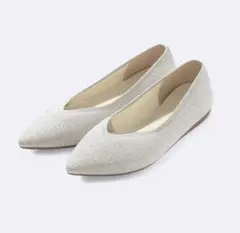 ジーユー　ウォッシャブルニットフラットシューズ シルバー