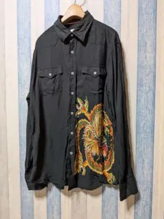 ハイドロゲン 長袖レーヨンシャツ XL 龍両面プリントのサムネイル