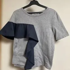 MARECHAL TERRE フリル半袖Tシャツ グレー/ネイビーのサムネイル