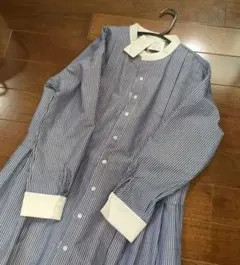 ストライプ 長袖シャツワンピース M