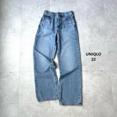 22｜ユニクロ ワイドストレートジーンズ　64 ブルー　股下74cm