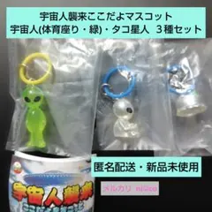 宇宙人襲来ここだよマスコット 宇宙人(体育座り・緑) タコ星人 ３種セット