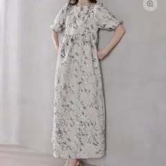 Kana マーブルジャガードパフスリーブワンピースドレス　結婚式　オケージョンのサムネイル