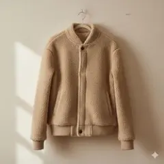 ベージュ フリース ボンバージャケット