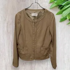 any sis エニィスィス ノーカラージャケット 長袖 ベージュ