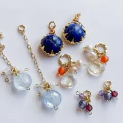 天然石+淡水パール　チャームセット　#161