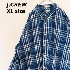 J.CREW 長袖シャツ　ボタンダウン　総柄　チェック　男女兼用　XLサイズ