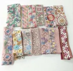 なか様専用　インド刺繍リボン50cm〜68cm13個セット合計6.5m以上！