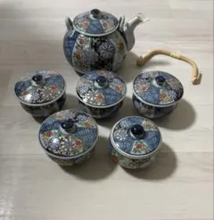 新品未使用 箱付き 古伊万里 有田焼 胡窯 茶器揃 急須 湯吞 5客 金彩