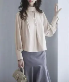 【美品】SAISON DE PAPILLON　チョーカーネック長袖ブラウス