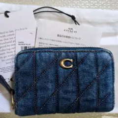 正規品】COACHコーチ デニム キルティング ジップ カードケースCAR26