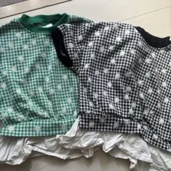 美品 しまむら RELA 100サイズ 半袖ペプラムTシャツ