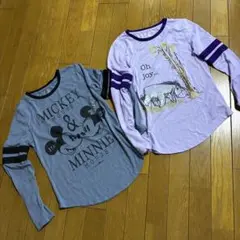 イーヨー 長袖パープルTシャツ ミッキー&ミニー柄 長袖ブルーTシャツ 2枚組