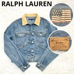 ポロラルフローレン　星条旗　デニムジャケット　パッチ　コーデュロイ襟　M