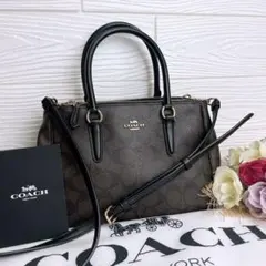 極美品☆COACHコーチ 2wayショルダーバッグ ブラウン ブラック レザー