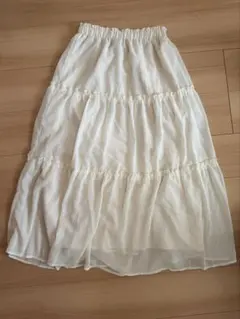 SHEIN シフォン フレアロングスカート ホワイト