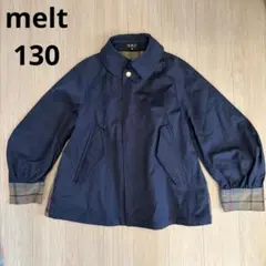 melt チェックネイビージャケットコート