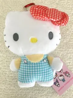 신품 미사용 산리오 キャラクターズギンガムチェックがま口ポーチ 헬로 키티