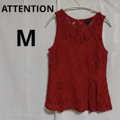 ATTENTION 【M】 ノースリーブ トップス レッド レース おしゃれ