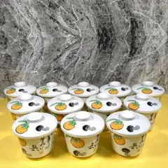 茶碗蒸し碗 蓋つき煮物碗 柿ときのこ 12客セット 武者小路実篤