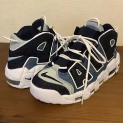 【NIKE ナイキ】エア モア アップテンポ 24.5 白紺 モアテン 美品 NIKE AIR MORE UPTEMPO GS White/Midnight Navy ナイキ エア モア