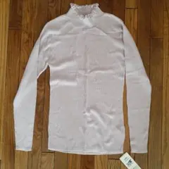 リブ編みタートルネック長袖Tシャツ ラベンダー