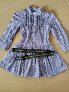 紫と白のチェック柄ワンピース ラルフローレン