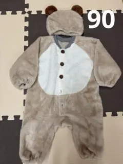 クマ耳付きフリースロンパース 90cm