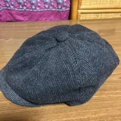 ダークグレー ヘリンボーン キャスケット帽子