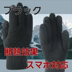 【新品】手袋 レディース ブラック 防寒グローブ ニット手袋 厚手 フリー