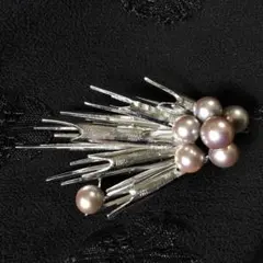 ブローチ◆パール/ シルバー◆金工 真珠 Sterling