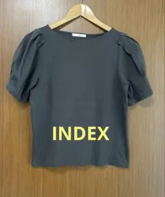 インデックス INDEX パフスリーブ 半袖カットソー チャコールグレーのサムネイル
