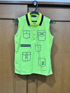 ノースリーブシャツ 蛍光イエロー ポケットデザイン