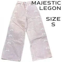 マジェスティックレゴン ピンク デニムパンツ リボンビジュー カジュアルガーリー