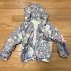 キッズ ウィンドブレーカー ユニコーン柄 フード付き ジャンパー 120