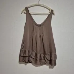 ブラウン Vネック ノースリーブチュニック