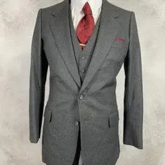 3ピース　スーツセットアップ　グレー　YA7 大きめサイズ 背抜き