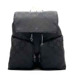 美品 グッチ リュック バッグパック フラップ 巾着 ダブルポケット 多収納 黒