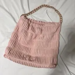 ピンク ギャザー ショルダーバッグ