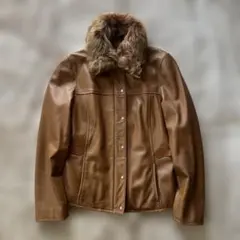 バーバリーブルーレーベル レザージャケット レザー 山羊革 ベージュ 38 バーバリーブルーレーベル レザージャケット レザー 山羊革
