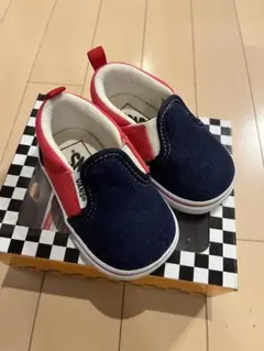 VANS V98BABY CDY スリッポン 12H ネイビー/レッド