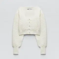 ZARA テクスチャー織地ニットカーディガン