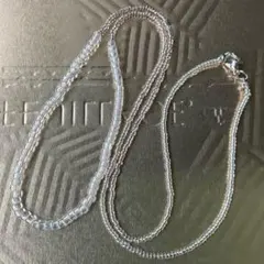 【美品】ビーズロングネックレス シンプルデザイン　金具シルバー色　A