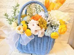 ＊*..ラベンダー色のお花が溢れるフラワーバスケット..＊°..お花の贈り物 ラベンダー色のお花が溢れるフラワーバスケット..＊°..お花の贈り物