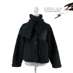 12T433☆SUPERLADY 山本寛斎 ボアジャケット マフラー付 アウター 
