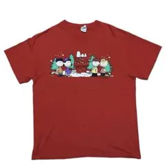 DELTA スヌーピークリスマスプリントヴィンテージTシャツ 00s赤のサムネイル